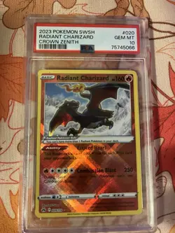Radiant Charizard - 020/159 - Radiant Rare Holo Pokemon Crown Zenith PSA 10 - Image 1