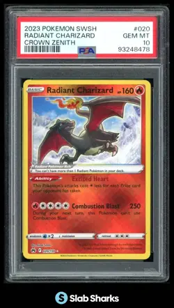 2023 POKEMON SWORD & SHIELD CROWN ZENITH #020/159 RADIANT CHARIZARD RARE PSA 10 - Image 1