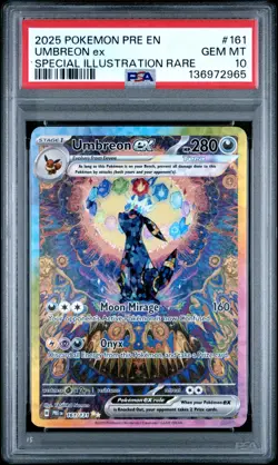 2025 POKEMON PRE EN-PRISMATIC EVOLUTIONS #161 UMBREON ex SIR PSA 10 - Image 1