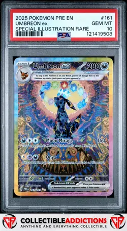 2025 Pokemon Pre En-Prismatic Evolutions #161 Umbreon EX PSA 10 - Image 1