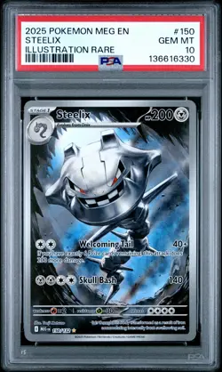 2025 POKEMON MEG EN-MEGA EVOLUTION ILLUSTRATION RARE #150 STEELIX PSA 10 - Image 1