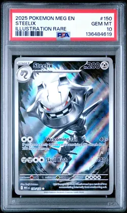 2025 POKEMON MEG EN-MEGA EVOLUTION ILLUSTRATION RARE #150 STEELIX PSA 10 - Image 1