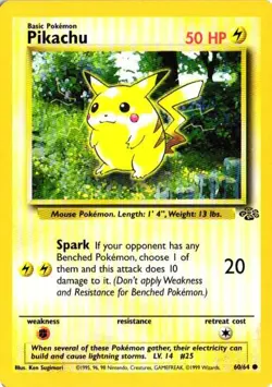 Pikachu Jungle 60/64 Pokemon WOTC Card Unlimited LP/MP Non Holo Vintage Common - Image 1