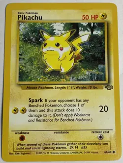 Pikachu Jungle 60/64 Pokemon WOTC Card Unlimited LP/MP Non Holo Vintage Common - Image 1