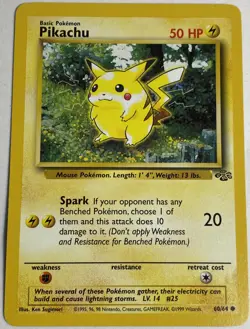 Pikachu Jungle 60/64 Pokemon WOTC Card Unlimited LP/MP Non Holo Vintage Common - Image 3