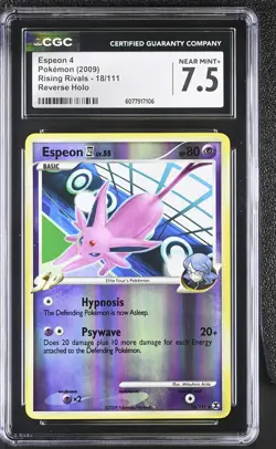 CGC 7.5 Espeon 4 2009 Rising Rivals 18/111 Reverse Holo Pokemon Card - Image 1