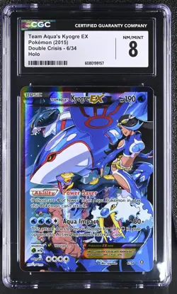 CGC 8 Team Aqua's Kyogre EX 2015 Double Crisis 6/34 Holo Pokemon Card - Image 1
