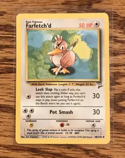 **Moderate Play** Farfetch'd Pokemon Card 40/130 "Base Set 2" - Image 1