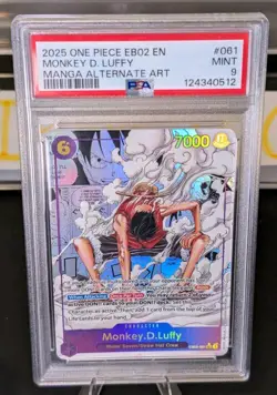 PSA 9 MINT One Piece Monkey D Luffy Manga Alternate Art EB02-061 English - Image 1