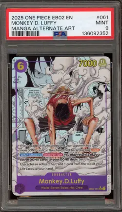 One Piece CCG Monkey.D.Luffy Manga Alternate Art EB02-061 PSA 9 Mint - Image 1