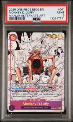 PSA 9 MINT One Piece Monkey D Luffy Manga Alternate Art EB02-061 English - Image 1