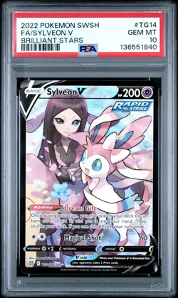 2022 Pokemon SWSH Brilliant Stars #TG14 FA Sylveon V PSA 10 GEM MINT 1840 - Image 1