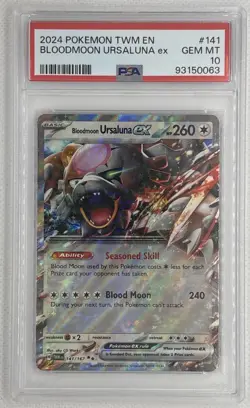 2024 Pokemon TWM EN Bloodmoon Ursaluna ex #141 PSA 10 Gem Mint 🌶🥵 - Image 1