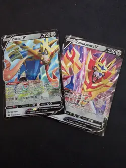 2020 POKEMON ZACIAN V ZAMAZENTA V SWSH018 SWSH019 SWORD & SHIELD PROMO HOLO SET - Image 1