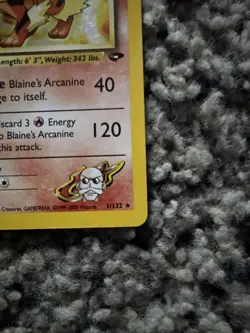 Pokemon TCG Blaine's Arcanine Gym Challenge 1/132 Holo Unlimited Rare HP - Image 5