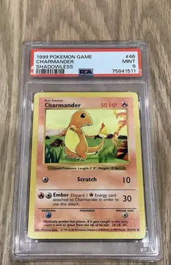 1999 Pokemon Game Charmander Shadowless 46/102 PSA 9 Mint - Image 1