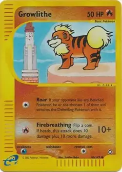 Growlithe - 80/147 - Pokemon Aquapolis Reverse Holo Rare Card NM - Image 1