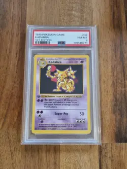 PSA 8 NM-MT KADABRA #32/102 1ST EDITION SHADOWLESS 1999 POKEMON BASE SET ENGLISH - Image 1