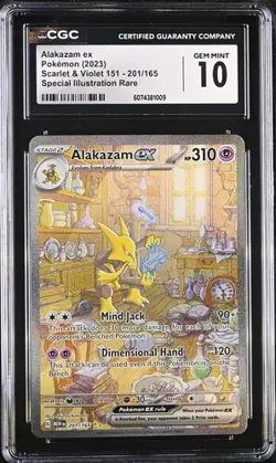 Alakazam ex 201/165 Sv: Scarlet & Violet 151 CGC GEM Mint 10 SIR 🔥Pokemon TCG - Image 1