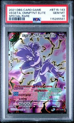 PSA 10 Dragon Ball Super Card Game Vegeta, Omnipotent Elite BT15-143 SPR - Image 1