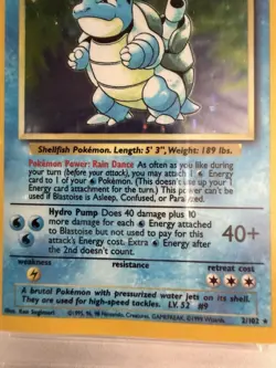 1999 Pokemon Blastoise Holo Card PSA Graded #2 EX - Image 3
