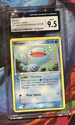 CGC 9.5 MINT Wooper 2004 EX Team Rocket Returns 81/109 Pokemon Card - Image 1