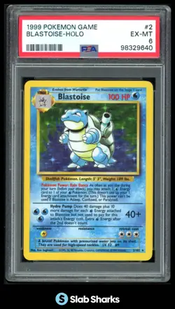 1999 POKEMON SET UNLIMITED #2/102 BLASTOISE RARE HOLO PSA 6 - Image 1