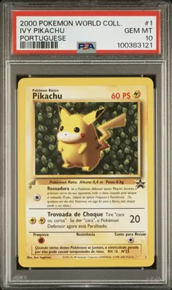 2000 Pokemon PORTUGUESE World Collection Promo Ivy Pikachu 1 PSA 10 GEM MINT - Image 1