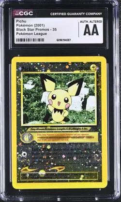 CGC Authentic Altered Pichu 2001 Black Star Promos 35 Holo 4x SWIRLS Pokemon - Image 1