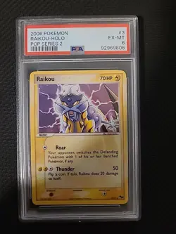 2006 Pokemon POP SERIES 2 - Raikou 3/17 Holo Rare - PSA 6 EX-MT - Image 1