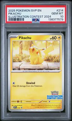 2025 POKEMON SVP EN-SV BLACK STAR PROMO ILLUSTRATION CONTEST 2024 PIKACHU PSA 10 - Image 1