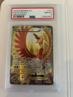 2016 Pokemon XY Breakpoint Full Art Ho-Oh Ex #121 PSA 8 NM - Image 1