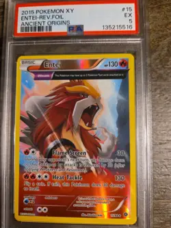 ENTEI-REV. FOIL ANCIENT ORIGINS 2015 POKEMON XY #15 PSA EX5 - Image 1