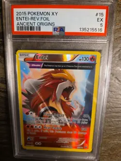 ENTEI-REV. FOIL ANCIENT ORIGINS 2015 POKEMON XY #15 PSA EX5 - Image 3