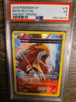 ENTEI-REV. FOIL ANCIENT ORIGINS 2015 POKEMON XY #15 PSA EX5 - Image 4