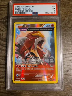 ENTEI-REV. FOIL ANCIENT ORIGINS 2015 POKEMON XY #15 PSA EX5 - Image 5