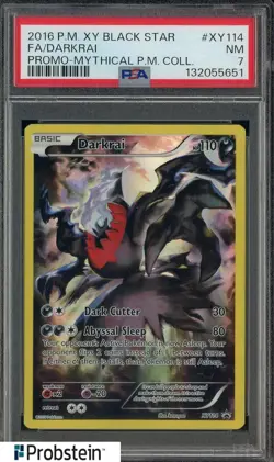 2016 Pokemon XY Black Star Promo Mythical Coll #XY114 Darkrai FA PSA 7 NM - Image 1