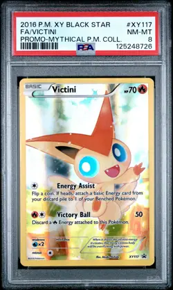 2016 POKEMON XY BLACK STAR PROMO MYTHICAL POKEMON COLL FULL ART/VICTINI PSA 8 - Image 1