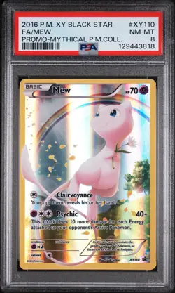 2016 POKEMON XY BLACK STAR PROMO MYTHICAL POKEMON COLL #XY110 FULL ART/MEW PSA 8 - Image 1