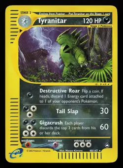 Tyranitar 40/147 Reverse Holo Rare Aquapolis Pokemon Card - Image 1
