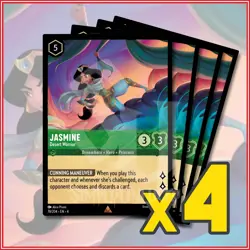 Disney Lorcana TCG: JASMINE - DESERT WARRIOR x4 Ursula's Return Rare - Image 1