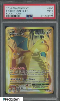 2016 Pokemon XY Evolutions #106 FA Dragonite Ex PSA 9 MINT - Image 1
