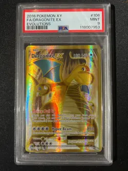 Pokemon XY Evolutions 2016 Dragonite EX PSA 9 Full Art FA Gem Mint #106/108 - Image 1