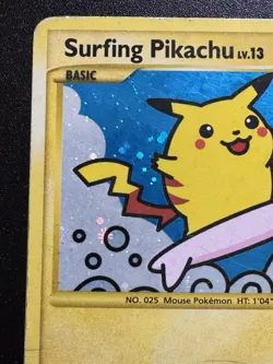 Surfing Pikachu 114/111 Rising Rivals Pokemon Card Holo Secret Rare Swirl HP - Image 3