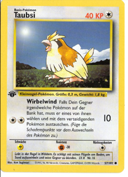 Pidgey (Taubsi) 1st Edition 57/102 GERMAN Base Set Pokemon Card - Image 1