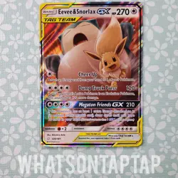 Pokemon Card Eevee Snorlax Gx 120/181 Ultra Rare Sun Moon Team Up Singles LP - Image 1