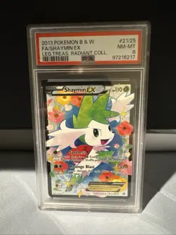 2013 Pokemon Legendary Treasures Full Art Shaymin 21 Radiant Collection PSA 8 - Image 1