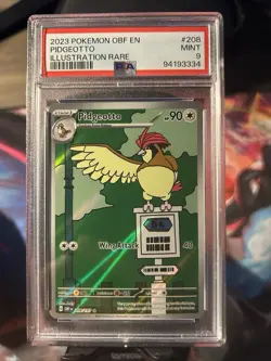 Pokemon Pidgeotto 208/197 SV03: Obsidian Flames Illustration Rare Holo PSA 9 - Image 1