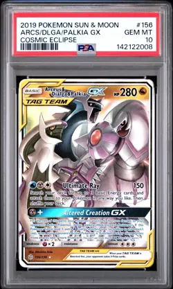 PSA 10 ARCEUS & DIALGA & PALKIA GX 156/236 TAG TEAM COSMIC ECLIPSE POKEMON 😍 - Image 1