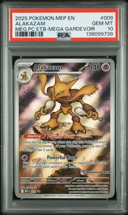 2025 POKEMON MEP EN-ME BLACK STAR PROMO #009 ALAKAZAM PSA 10 - Image 1